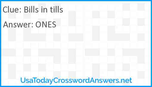 Bills in tills Answer