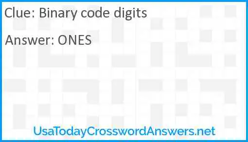 Binary code digits Answer