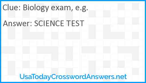 Biology exam, e.g. Answer