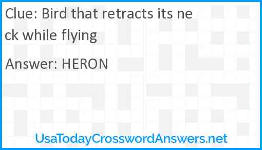 Bird that retracts its neck while flying Answer