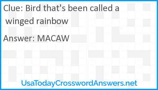 Bird that's been called a winged rainbow Answer