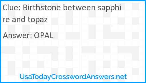 Birthstone between sapphire and topaz Answer