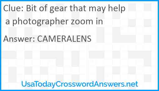 Bit of gear that may help a photographer zoom in Answer