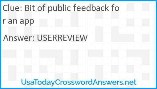 Bit of public feedback for an app Answer