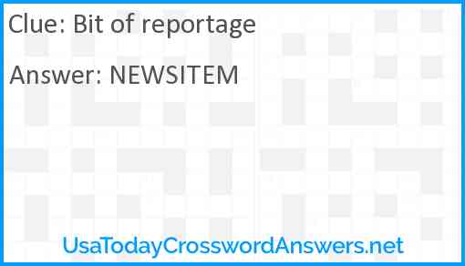 Bit of reportage Answer