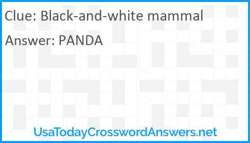 Black-and-white mammal Answer
