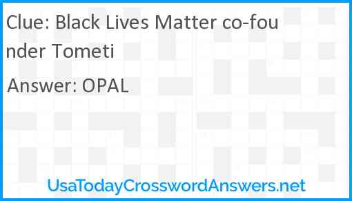 Black Lives Matter co-founder Tometi Answer