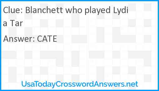 Blanchett who played Lydia Tar Answer
