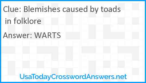 Blemishes caused by toads in folklore Answer