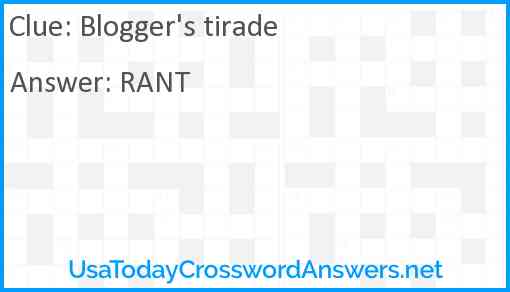 Blogger's tirade Answer