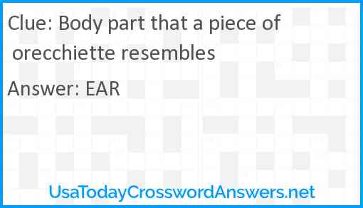 Body part that a piece of orecchiette resembles Answer