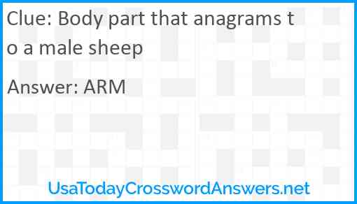 Body part that anagrams to a male sheep Answer