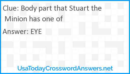 Body part that Stuart the Minion has one of Answer