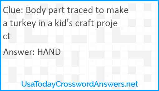 Body part traced to make a turkey in a kid's craft project Answer