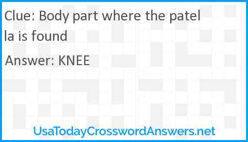 Body part where the patella is found Answer