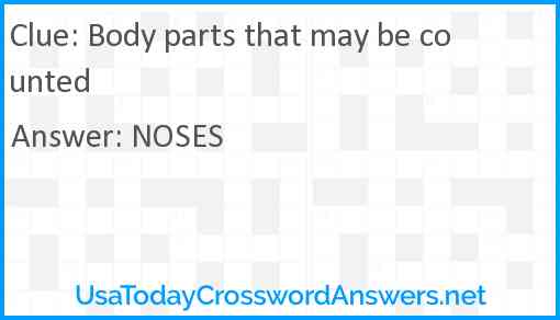 Body parts that may be counted Answer