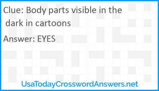 Body parts visible in the dark in cartoons Answer