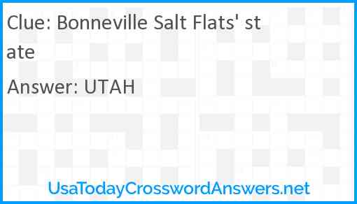 Bonneville Salt Flats state Answer