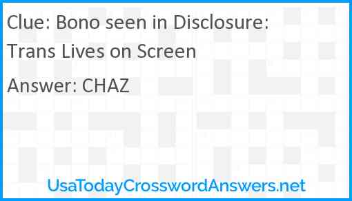 Bono seen in Disclosure: Trans Lives on Screen Answer