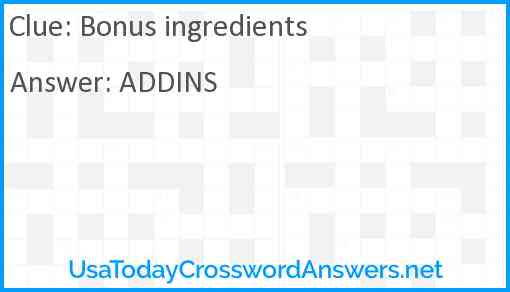 Bonus ingredients Answer