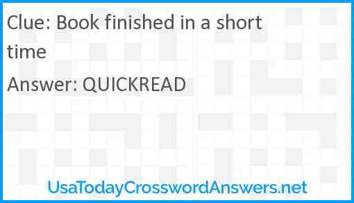 Book finished in a short time Answer