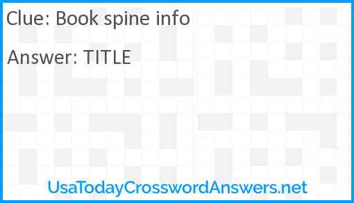 Book spine info Answer