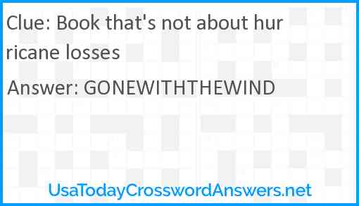 Book that's not about hurricane losses Answer