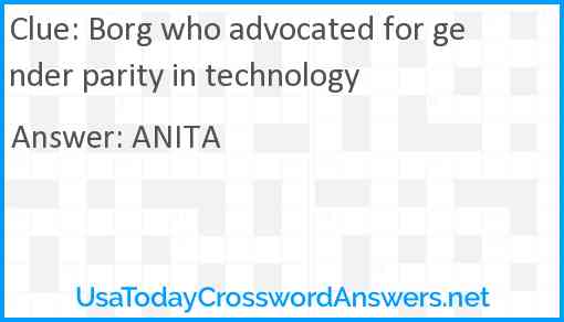 Borg who advocated for gender parity in technology Answer