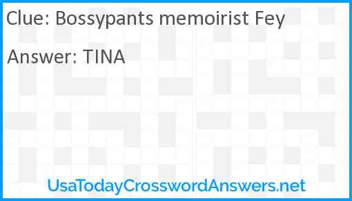 Bossypants memoirist Fey Answer