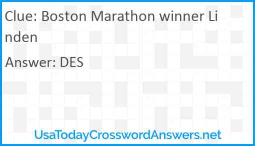 Boston Marathon winner Linden Answer