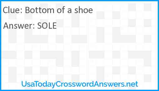 Bottom of a shoe Answer