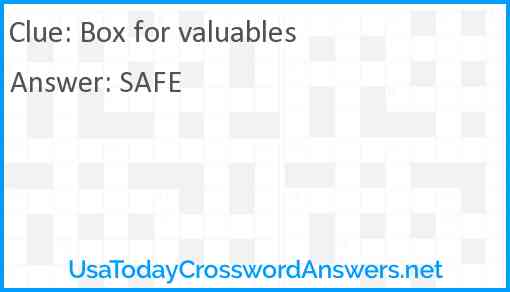 Box for valuables Answer