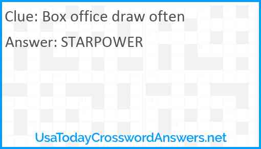 Box office draw often Answer