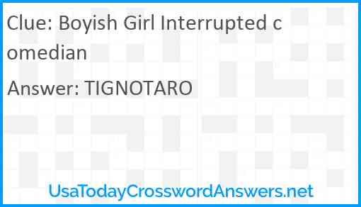 Boyish Girl Interrupted comedian Answer