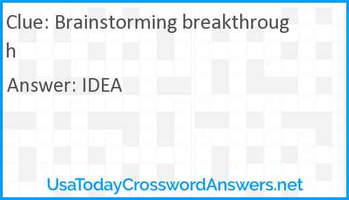 Brainstorming breakthrough Answer