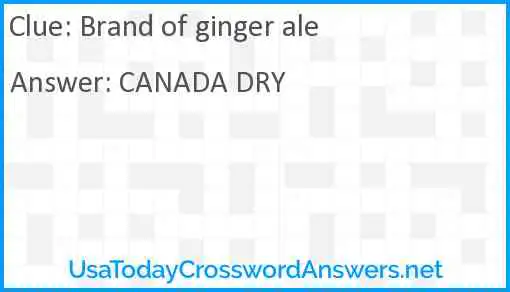 Brand of ginger ale Answer