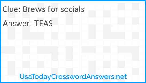 Brews for socials Answer