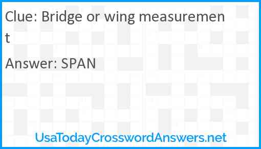 Bridge or wing measurement Answer