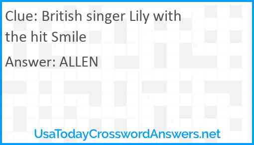 British singer Lily with the hit Smile Answer