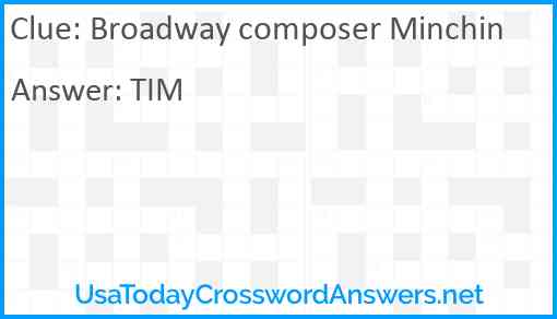 Broadway composer Minchin Answer