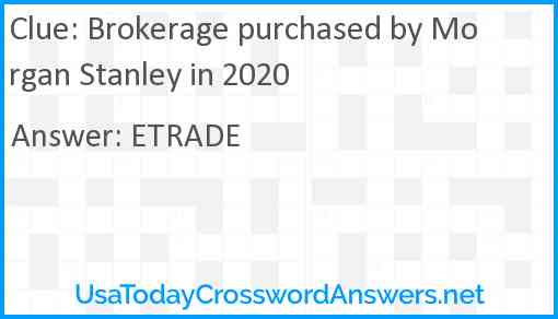 Brokerage purchased by Morgan Stanley in 2020 Answer