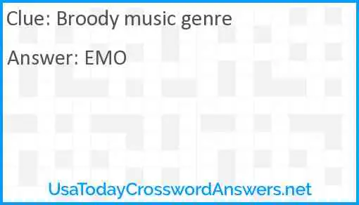 Broody music genre Answer