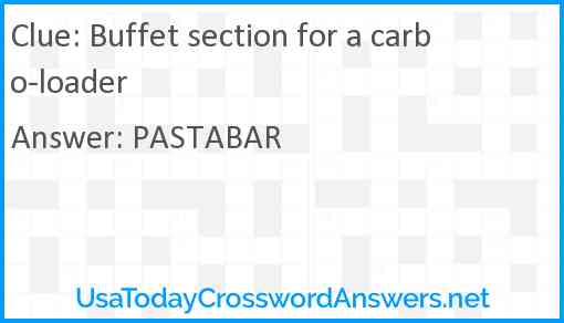 Buffet section for a carbo-loader Answer
