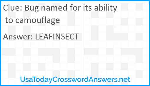 Bug named for its ability to camouflage Answer