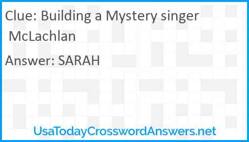 Building a Mystery singer McLachlan Answer