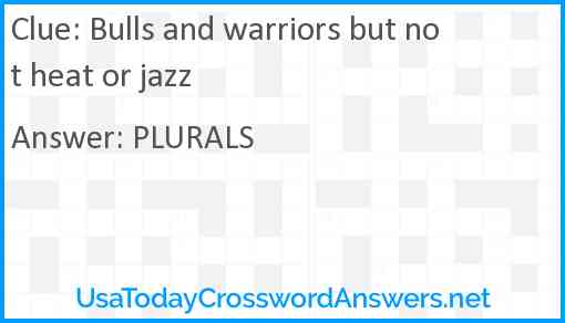 Bulls and warriors but not heat or jazz Answer