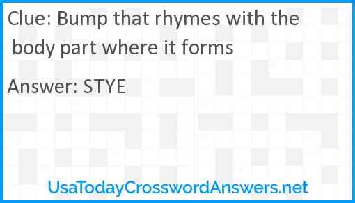 Bump that rhymes with the body part where it forms Answer