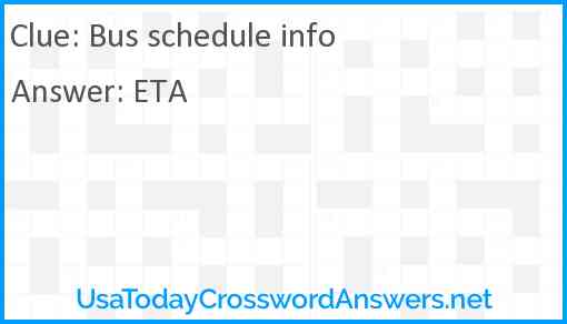 Bus schedule info Answer