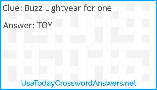 Buzz Lightyear for one Answer