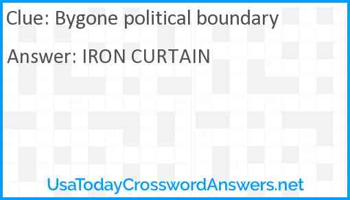 Bygone political boundary Answer